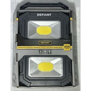 Defiant 3500 Lumens Rechargeable Magnetic Utility Light 2-Pack w/ Power Bank